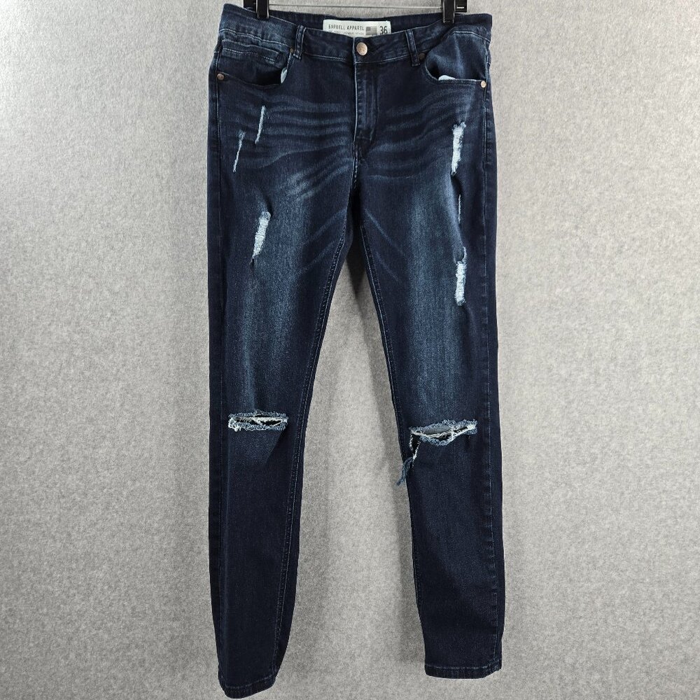 Barbell Apparel Jeans Men 36x32 Fits 34x32 Athletic Fit Stretch Pants Distressed